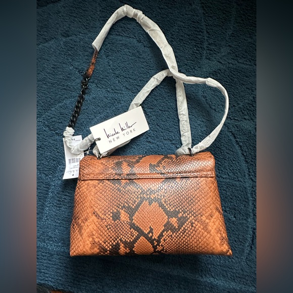 Nicole Miller Brown Snake Print Women Bag - Picture 9 of 9
